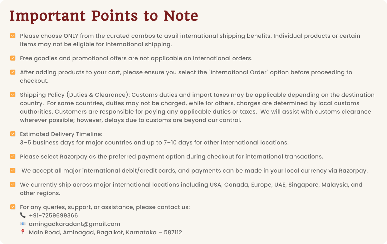 Important points to note for international shipping